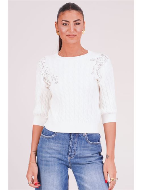 Maglia in viscosa con strass Try Me | 5094MILK